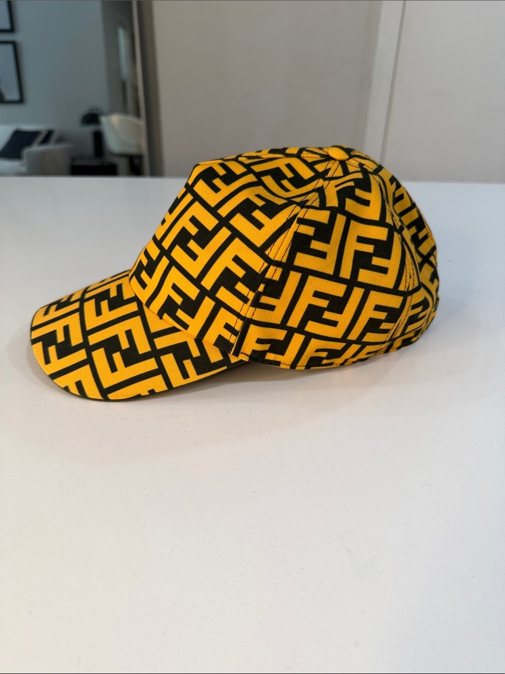 Fendi Yellow and Black FF Logo Baseball Cap
